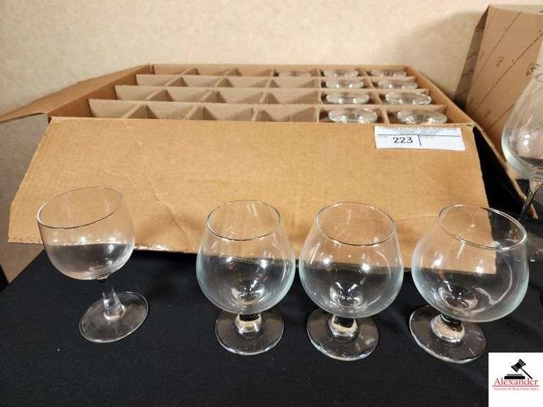 WATER & WINE GLASSES MIXTURE - (11 MATCHING SHORT GLASSES - 1 ODD SHORT GLASS - (14) OTHER MISC. GLASSES - STEMWARE, HI-BALL, MEASURING GLASSES image