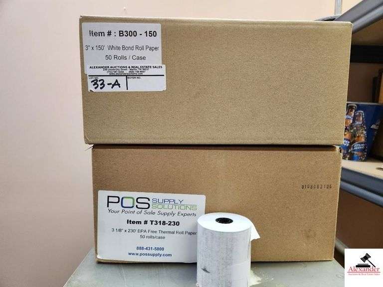 POS POINT OF SALE PRINTER ROLL PAPER 3"X150FT 50 PER CASE-POS SUPPLY SOLUTIONS PRINTER ROLL PAPER 3.8"X230FT-50 PER CASE(UPSTAIRS OFFICE) image