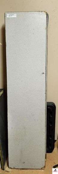 (2) FORMICA TOP FOLDING TABLES- 72" X 18"- CORNERS DAMAGED- (3) BLACK PLASTIC TUB LIDS-CLOSET TOP STAIRS image