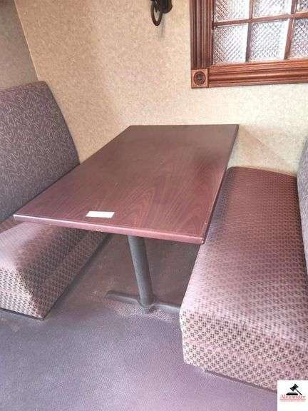 (3)WOOD TABLES-(2)30" X 48"-(1) 30"X46" USED WITH BOOTH #9(DOWNSTAIRS) image