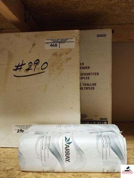 (2) MULTIFOLD TOWEL DISPENSERS- NEW IN BOX- (1) PKG MULTIFOLD TOWELS-CLOSET TOP STEPS image