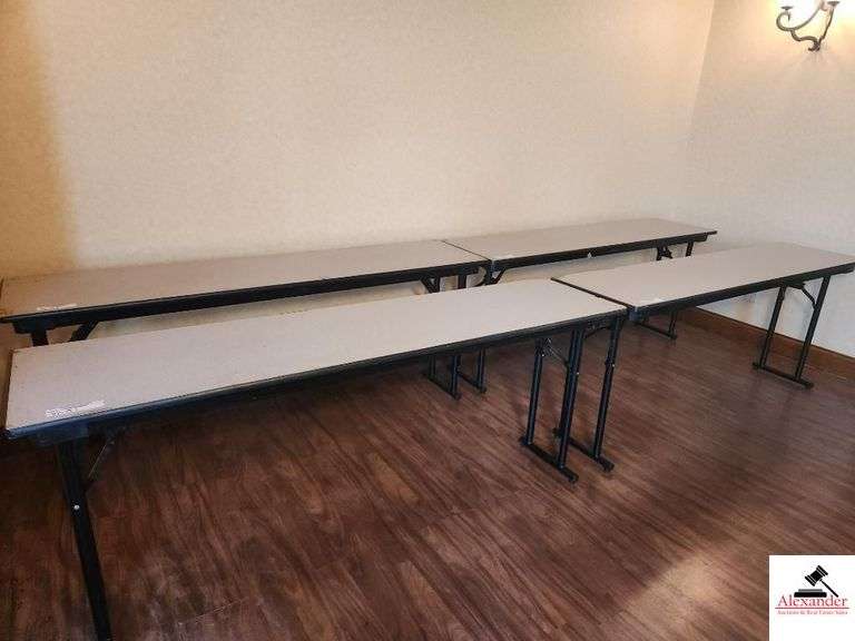 (4) FORMICA TOP FOLDING TABLES SEVERAL DENTS AND SCRAPES ON THE CORNERS-(UPSTAIRS) image