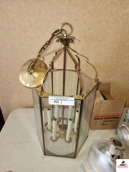 HANGING BRASS LIGHT- USED-(2) RECESS LIGHTS FOR HALO LIGHTING- UPSTAIRS DINING image