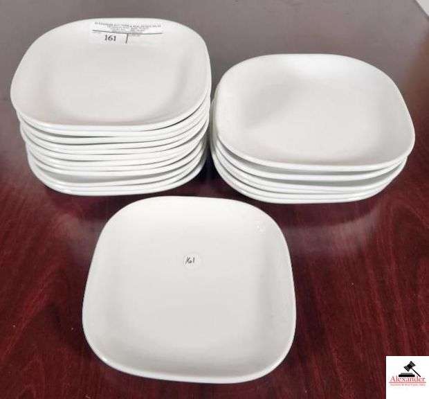 (19) SYRACUSE WHITE PLATES 9 1/8" X 9 1/8"  (ONE 8" #420 ) image
