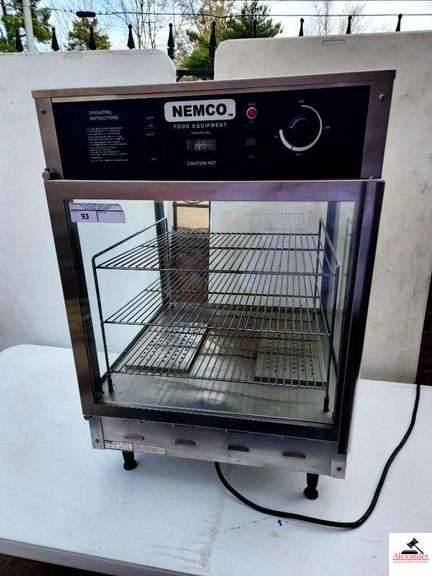 NEMCO FOOD WARMER- GLASS DOOR & SIDE - - 120 VOLT - STAINLESS & BLACK -  TEMPERTURE GAUGE - 2 WATER RESERVIORS -  MD. 6455-005 image