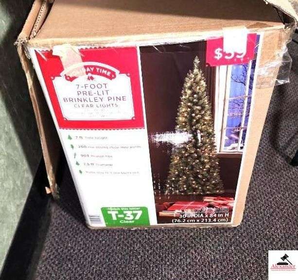 ARTIFICIAL CHRISTMAS TREE - PRELIT 7 FT. - CLEAR LIGHTS - PARTS NOT VERIFIED (REAR ENTRANCE) image