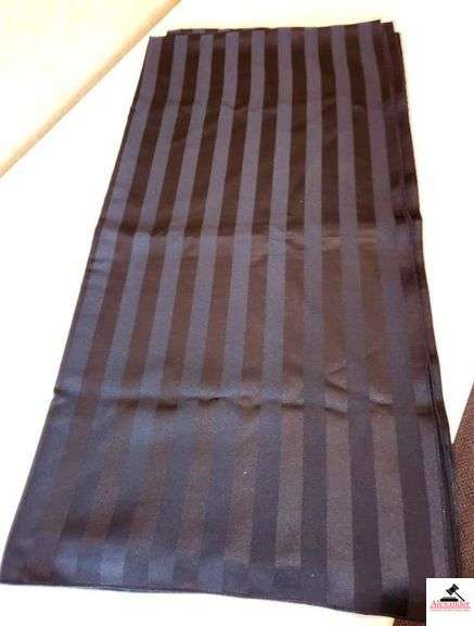 (20) BLACK/BLACK STRIPE SATIN TABLECLOTHS- 72" X 72"- CLEAN & IN TUB(UPSTAIRS) image