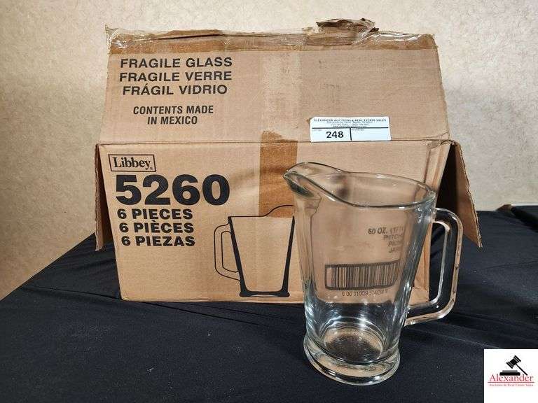 (6) LIBBEY GLASS 60OZ BEVERAGE PITCHERS image