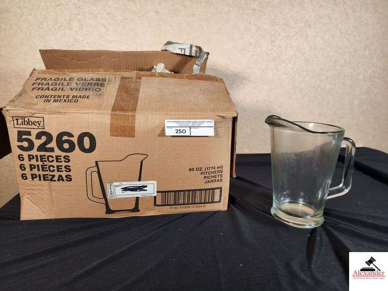 (6) LIBBEY GLASS 60OZ BEVERAGE PITCHERS image