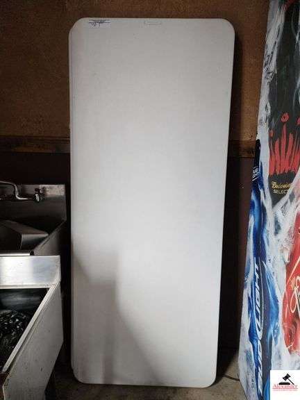 (2) LIFETIME 8 FT. WHITE PLASTIC FOLDING TABLES (GAP SHED) image