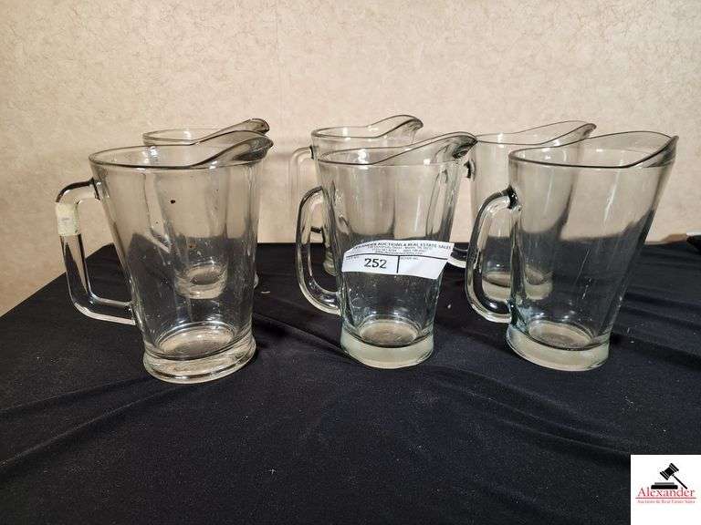 (6) LIBBEY GLASS 60OZ BEVERAGE PITCHERS image