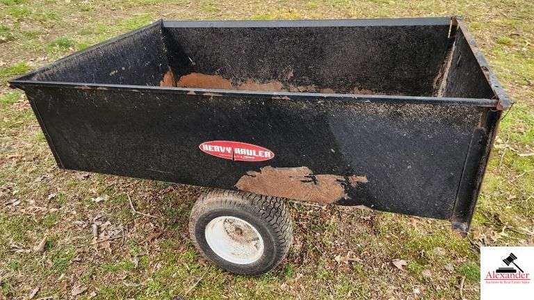 FIMCO HEAVY HAULER METAL TWO WHEEL YARD CART - TILT - BED 30" WIDE X 5 FT LONG - (BEHIND SHED)
