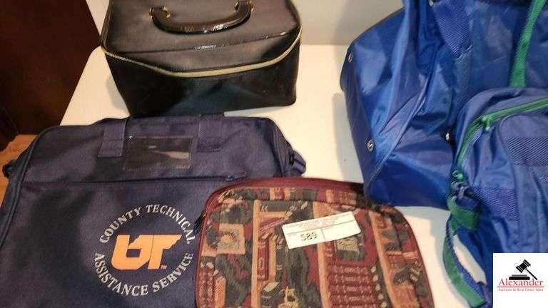 ROLLING DUFFLE BAG STYLE SUITCASE - HAND CARRY BAG MATCHING - COSMETIC BAG - SMALL PURSE - BRIEFCASE - (MIDDLE BEDROOM CLOSET)