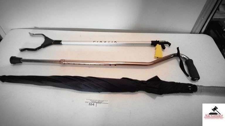 UMBRELLA - ADJUSTABLE WALKING CANE - PIKSTIK GRABBER - (DEN)