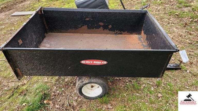 FIMCO HEAVY HAULER METAL TWO WHEEL YARD CART - TILT - BED 30" WIDE X 5 FT LONG - (BEHIND SHED)