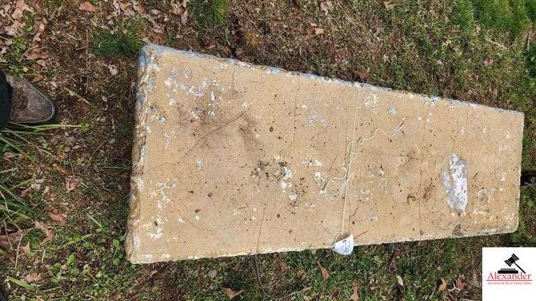 CONCRETE YARD BENCH - SOME CRACKS AND CHIPS - (BACK YARD)