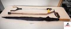 UMBRELLA - ADJUSTABLE WALKING CANE - PIKSTIK GRABBER - (DEN)