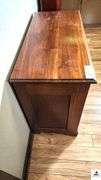 ANTIQUE DRESSER BASE - 39 1/2" WIDE X 18" DEEP X 33 1/2" TALL - THREE DRAWERS - BRASS PULLS  (MASTER BATH)