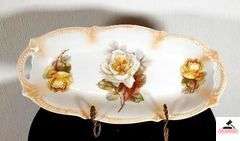 P.K.SILESIA  HAND PAINTED ROSES TRAY BRASS DISPLAY HOLDER - (GREAT ROOM)