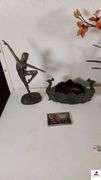 PEACOCK TRAY - DANCING GIRL STATUE - FLOWER POT - BATHROOM TRASH CAN - SOAP HOLDERS - (MASTER BATHROOM)