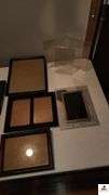 (14) FRAMES - DECORATIVE FRAMES - GOLD, BLACK, BROWN FRAMES - TWO FOLDING PORTRAIT FRAMES - (MASTER BATHROOM CLOSET)