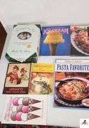 RECIPE AND COOK BOOKS - GEORGE FOREMAN'S BIG BOOK OF GRILLING BBQ AND ROTISSERIE MORE THAN 75 RECIPES FOR FAMILY AND FRIENDS - PASTA WILLIAMS-SONOMA KITCHEN LIBRARY - ICE CREAM SHERBERTS AND SORBETS BY MARBLE AND GAR HOFFMAN - THE LADY AND SONS TOO! A WHOLE NEW BATCH OF RECIPES FROM SAVANNAH BYR PAULA H. DEEN OWNER AND PROPRIETOR (2) BOOKS - LEE BAILEY'S TOMATOES - COOK UP A SPICY CARIBBEAN PARTY WITH WALKERSWOOD PAMPLET - OSTER QUICK FREEZE ICE CREAM MAKER ASSESORY RECIPES AND INSTRUCTIONS - CAREFREE COOKING WITH YOUR FRIGIDAIRE ELECTRIC RANGE RECIPE BOOK - HERSHEYS INDEX RECIPE BOOK - MIRRO-MATIC PRESSURE PAN DIRECTIONS RECIPES TIME TABLES - BETTY CROCKER'S PASTA FAVORITES - THE ALL ELECTRIC PORTABLE KITCHEN COOK BOOK - BLAND FARMS VIDALIA ONION COOK BOOK - GOURMET SANDWICHES BY NORMAN KOLPAS - BETTY CROCKER'S PASTA FAVORITES - CHARLESTON LOW COUNTRY COOKING RECIPES AND PHOTOGRAPHY FROM SOUTH CAROLINA'S BEAUTIFUL LOW COUNTRY - (TRAILER)