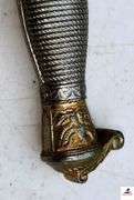 WOLF BROWN W.B. SWORD - STAINLESS - GERMANY & METAL SHEATH  - SHOWS RUST & WORN - SWORD IN GOOD CONDITION FOR AGE - HANDLE HAS EAGLE HEAD