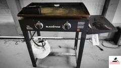 BLACKSTONE GRILL - TOP IS 18" X 29" -PLASTIC COVER W/ HOLE  - (GARAGE)