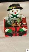 ENESCO MUSICAL BOX - HAVE YOURSELF A MERRY CHRISTMAS - DOES NOT PLAY - FIRE PLACE SCENE WITH CAT AND TEDDY BEAR MUSIC BOX - PLAYS MUSIC AND ROTATES - WOOD MUSIC BOX WITH SNOWMAN - PLAYS MUSIC AND CHRISTMAS TREE ROTATES - (NW BEDROOM)