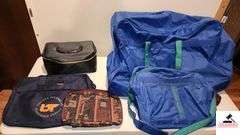 ROLLING DUFFLE BAG STYLE SUITCASE - HAND CARRY BAG MATCHING - COSMETIC BAG - SMALL PURSE - BRIEFCASE - (MIDDLE BEDROOM CLOSET)
