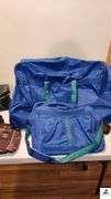 ROLLING DUFFLE BAG STYLE SUITCASE - HAND CARRY BAG MATCHING - COSMETIC BAG - SMALL PURSE - BRIEFCASE - (MIDDLE BEDROOM CLOSET)