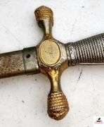 WOLF BROWN W.B. SWORD - STAINLESS - GERMANY & METAL SHEATH  - SHOWS RUST & WORN - SWORD IN GOOD CONDITION FOR AGE - HANDLE HAS EAGLE HEAD