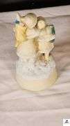 ENESCO WINTER WONDERLAND MUSIC BOX - MIDWEST BOY AND GIRL - 1920'S GATSBY MUSIC DOLL STYLE - BOTH PLAY MUSIC - (NW BEDROOM)
