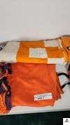 (2) TENNESSEE VOLS BLANKETS - ORANGE BLANKET - BLUE AND ORANGE SCARF - ROBE INITIAL "O" - RED BAG - (NE BEDROOM CLOSET)