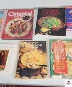 COOK / RECIPE BOOKS - CARIBBEAN COOKING - ORIENTAL COOK BOOK BETTER HOMES AND GARDENS - CHINESE COOKERY BY ROSE CHENG AND MICHELE MORRIS - SUGER BUSTERS CUT SUGAR TO TRIM FAT - EATING THIN FOR LIFE - WEIGHT WATCHERS QUICK START PLUS PROGRAM COOK BOOK - IN THE KITCHEN WITH ROSIE AND OPRAH'S FAVORITE RECIPES BY ROSIE DALEY - CHICKEN COOK BOOK SOUTHERN LIVING - SKINNY ONE POT MEALS OVER 100 DELICIOUS EASY TO MAKE MAIN DISHES, SOUPS, AND SALADS - NEVER SAY DIET BOOK BY RICHARD SIMMONS HOW TO TRIM DOWN, SHAPE UP, AND STAY SLIM FOREVER! - (TRAILER)