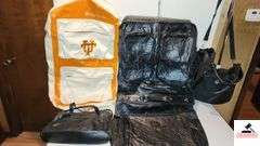 UT CLOTHES BAG - MONGRAMMED NANCY OVERTON - NEEDS NEW HANDLE - CARE CHASE BLACK CLOTHES LUGGAGE  BAG - SHOULDER CARRYING BAG - LARGE BRIEFCASE - (MASTER BEDROOM CLOSET)