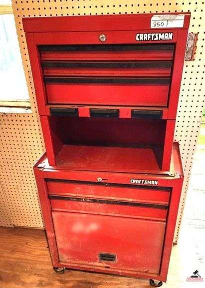 CRAFTSMAN TOOL CHEST - THREE TOP DRAWERS - TWO LOWER DRAWER - LOWER CABINET - (SHED)