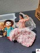(4) CLOTH DOLLS - ONE NOSE DAMAGED - (GARAGE)