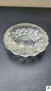 MOON AND STAR FOOTED BOWL - OPEN COMPOTE - CLEAR BUBBLE CAKE PLATE - IMPERIAL MOUNT VERNON STYLE BOWL - (GARAGE)