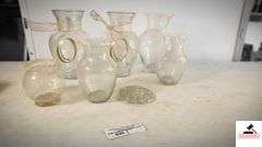 CLEAR VASES AND FLOWER FROG - (GARAGE)