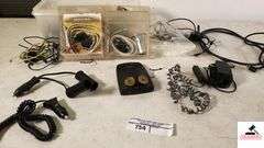 ESCORT RADAR DETECTOR (CONDITION UNKNOWN) = EXTRA CORDS - hOPKINS TOW SOLUTION - 5 PRONG ENDS - BOX OF SCREWS   - ACCESSORIES(GARAGE
