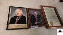 (3) FRAMES - NED RAY MCWHERTER PICTURE AND SIGNATURE - ANOTHER SIGNED PICTURE - RESOLUTION DOCUMENT FRAMED - (TRAILER)
