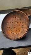 DUTCH OVEN WITH LID AND METAL VAIL - NEEDS CLEANING LID IS RUSTY - (TRAILER)