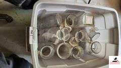 TUB OF LARGE GLASS VASES (12) APPOX.)