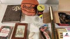 RAWLING BASKETBALL, SOFT BALL - PILATES CD - JENNY CRAIG CD - THE DAY LINCOLN WAS SHOT PAPERBACK - AIR HORN - TENNIS BALLS - UTM BOOK -   TOTE PAD