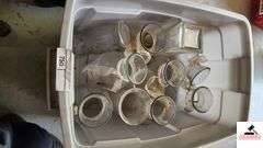 TUB OF LARGE GLASS VASES (12) APPOX.)