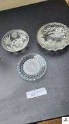 MOON AND STAR FOOTED BOWL - OPEN COMPOTE - CLEAR BUBBLE CAKE PLATE - IMPERIAL MOUNT VERNON STYLE BOWL - (GARAGE)