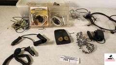 ESCORT RADAR DETECTOR (CONDITION UNKNOWN) = EXTRA CORDS - hOPKINS TOW SOLUTION - 5 PRONG ENDS - BOX OF SCREWS   - ACCESSORIES(GARAGE