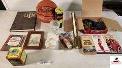 RAWLING BASKETBALL, SOFT BALL - PILATES CD - JENNY CRAIG CD - THE DAY LINCOLN WAS SHOT PAPERBACK - AIR HORN - TENNIS BALLS - UTM BOOK -   TOTE PAD