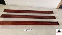 (3) WOOD WALL PLATE SHELVES   MAHOGANY COLOR  (GARGE)